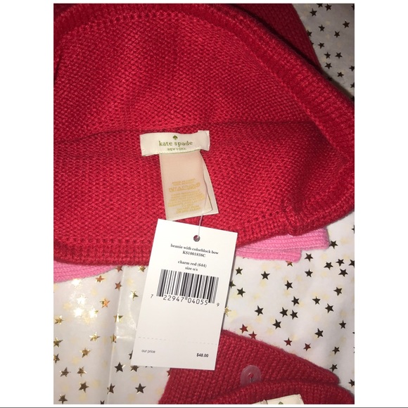 Kate Spade Beanie w/Color block & Bow - Picture 4 of 6